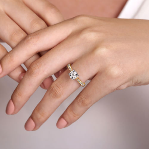 14K White-Yellow Gold Round Diamond Engagement Ring