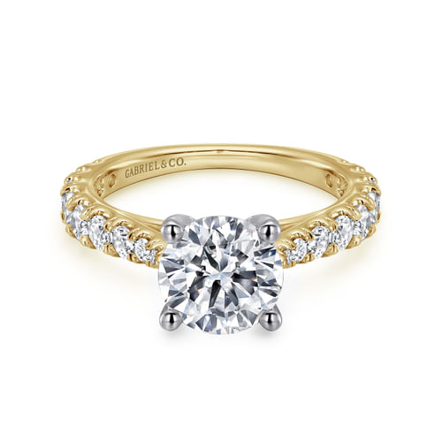 14K White-Yellow Gold Round Diamond Engagement Ring
