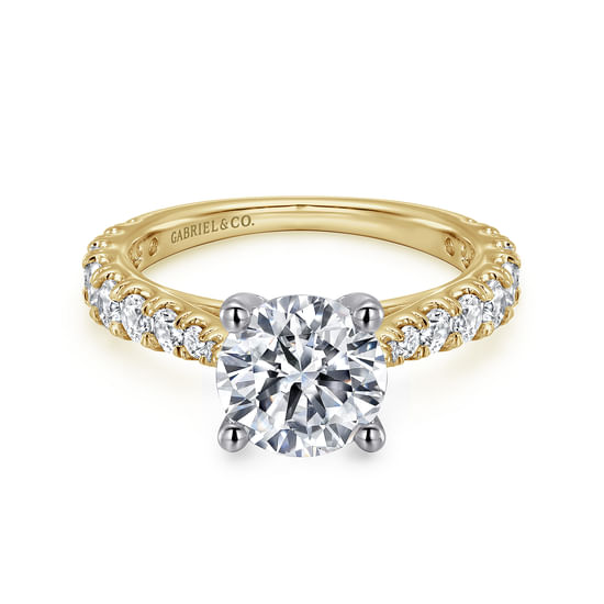 Gabriel - 14K White-Yellow Gold Round Diamond Engagement Ring
