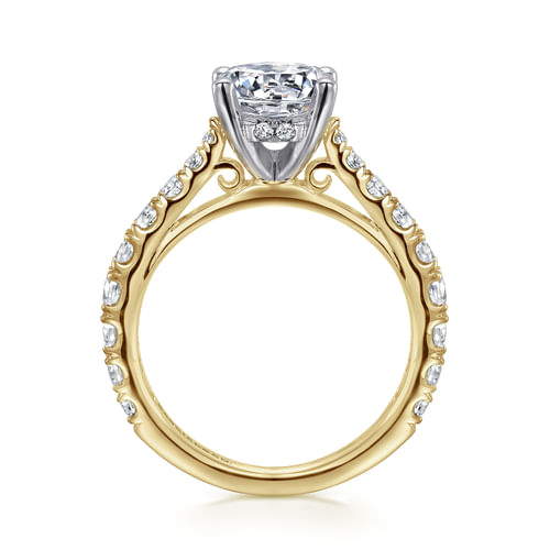 14K White-Yellow Gold Round Diamond Engagement Ring
