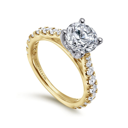 14K White-Yellow Gold Round Diamond Engagement Ring