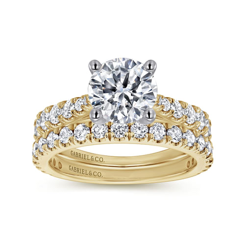14K White-Yellow Gold Round Diamond Engagement Ring