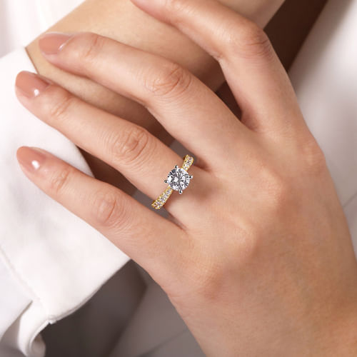 14K White-Yellow Gold Round Diamond Engagement Ring