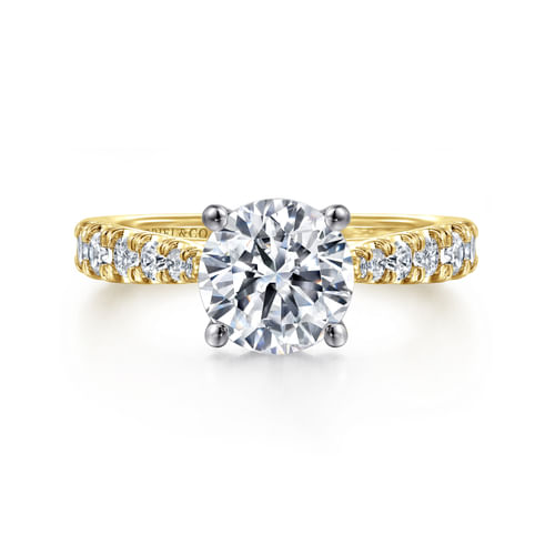 14K White-Yellow Gold Round Diamond Engagement Ring