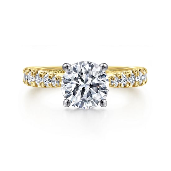 Gabriel - 14K White-Yellow Gold Round Diamond Engagement Ring