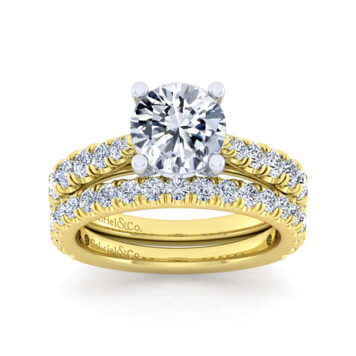 14K White-Yellow Gold Round Diamond Engagement Ring
