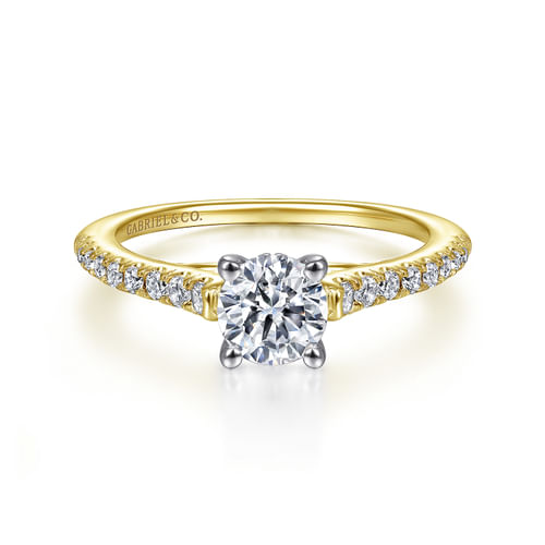 14K White-Yellow Gold Round Diamond Engagement Ring