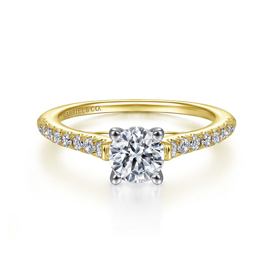 Gabriel - 14K White-Yellow Gold Round Diamond Engagement Ring