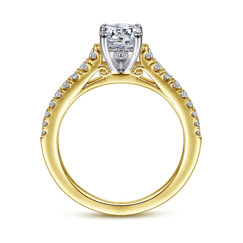 14K White-Yellow Gold Round Diamond Engagement Ring