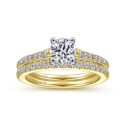 14K White-Yellow Gold Round Diamond Engagement Ring