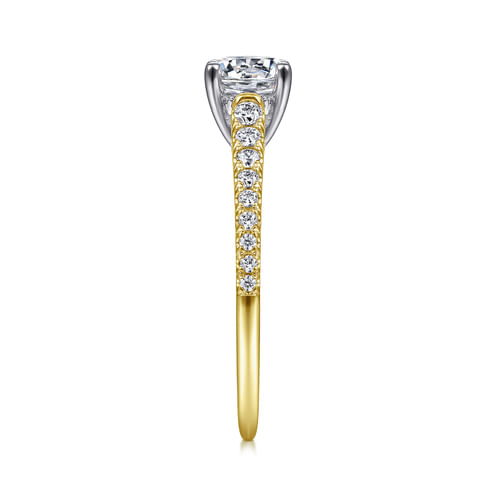 14K White-Yellow Gold Round Diamond Engagement Ring
