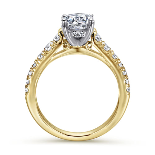 14K White-Yellow Gold Round Diamond Engagement Ring
