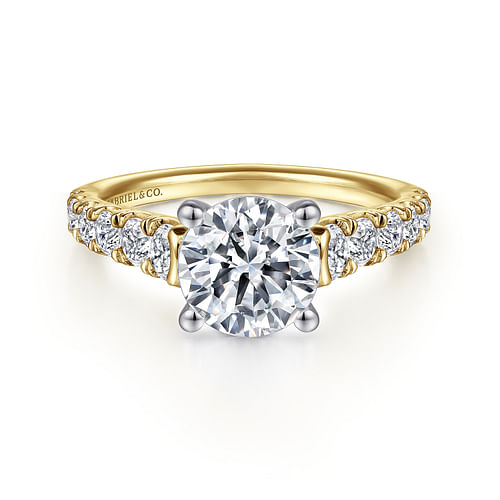 14K White-Yellow Gold Round Diamond Engagement Ring