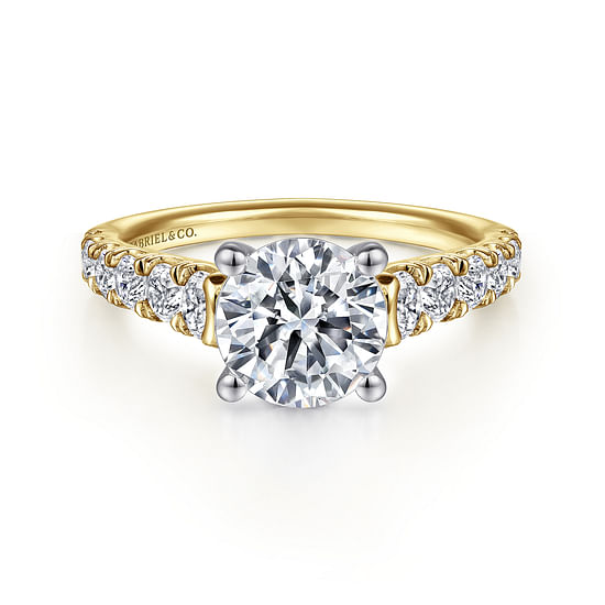 Gabriel - 14K White-Yellow Gold Round Diamond Engagement Ring