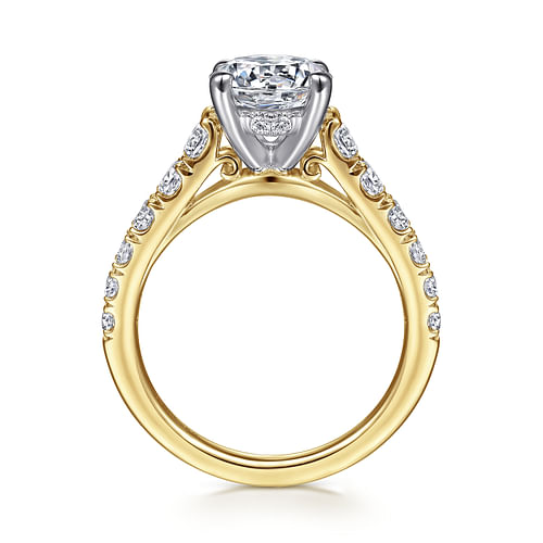 14K White-Yellow Gold Round Diamond Engagement Ring