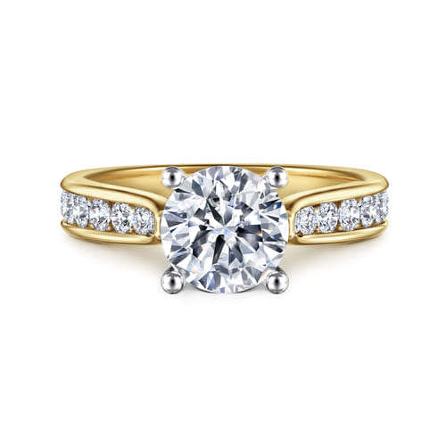 14K White-Yellow Gold Round Diamond Engagement Ring