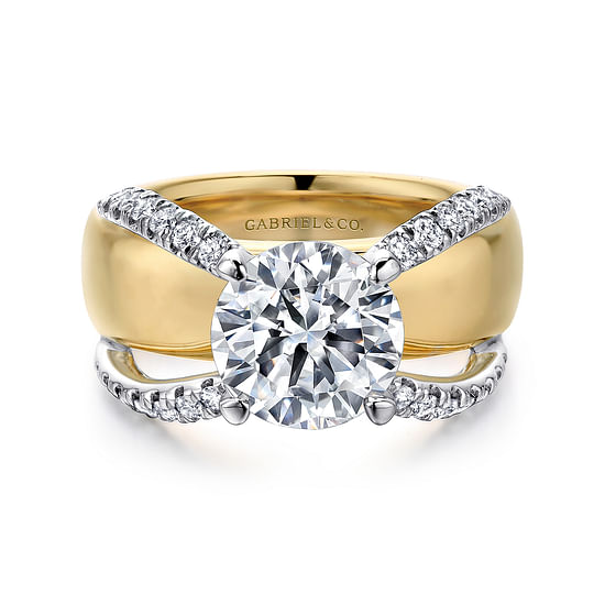 Gabriel - 14K White-Yellow Gold Round Diamond Engagement Ring