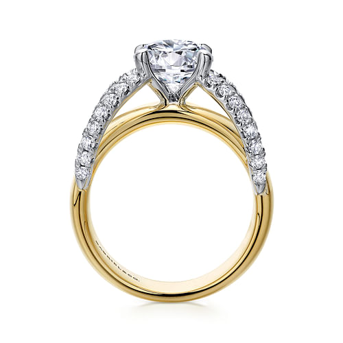 14K White-Yellow Gold Round Diamond Engagement Ring