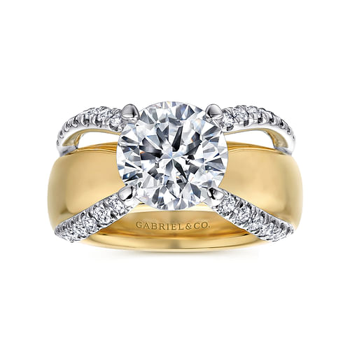 14K White-Yellow Gold Round Diamond Engagement Ring