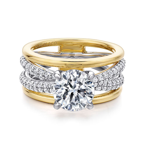 14K White-Yellow Gold Round Diamond Engagement Ring