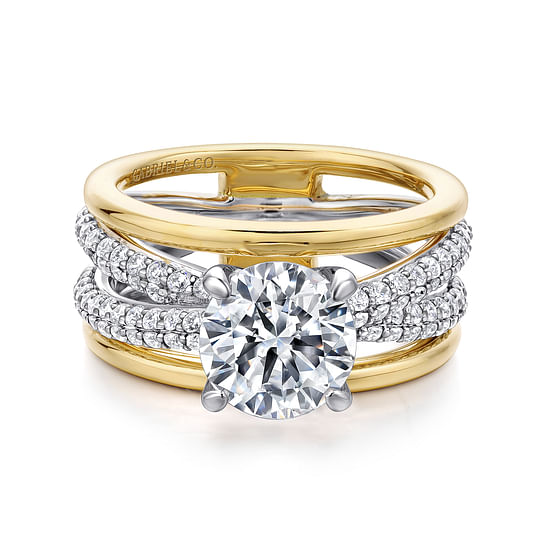 Gabriel - 14K White-Yellow Gold Round Diamond Engagement Ring