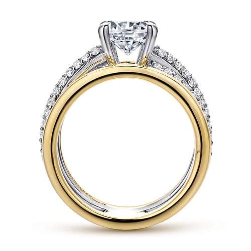 14K White-Yellow Gold Round Diamond Engagement Ring