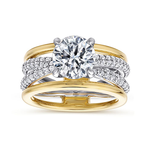 14K White-Yellow Gold Round Diamond Engagement Ring