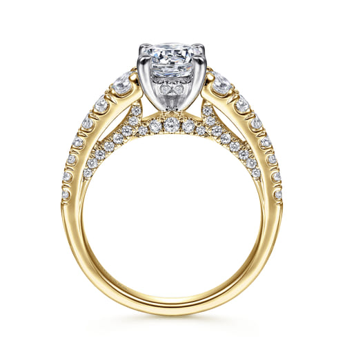 14K White-Yellow Gold Round Diamond Engagement Ring