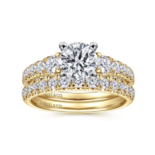 14K White-Yellow Gold Round Diamond Engagement Ring