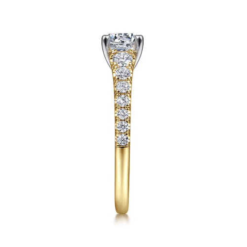 14K White-Yellow Gold Round Diamond Engagement Ring