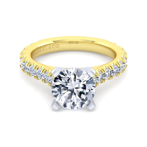 14K White-Yellow Gold Round Diamond Engagement Ring