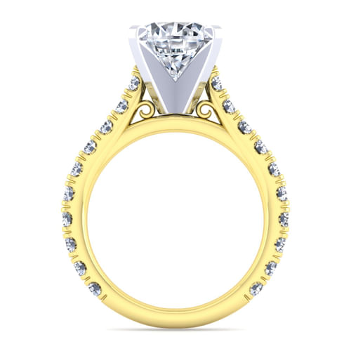 14K White-Yellow Gold Round Diamond Engagement Ring