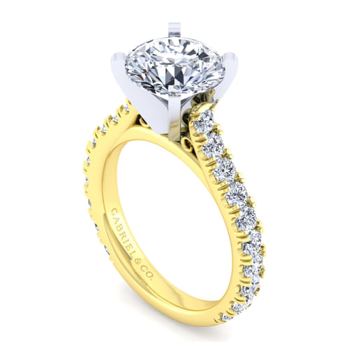 14K White-Yellow Gold Round Diamond Engagement Ring