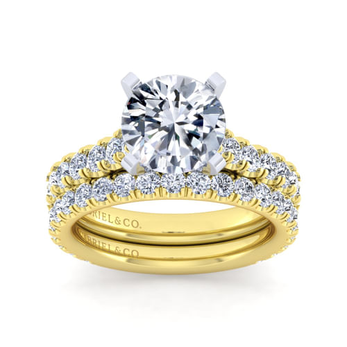 14K White-Yellow Gold Round Diamond Engagement Ring