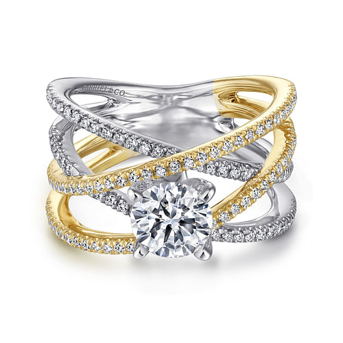 14K White-Yellow Gold Round Diamond Engagement Ring