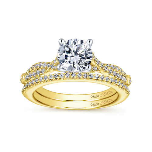 14K White-Yellow Gold Round Diamond Engagement Ring