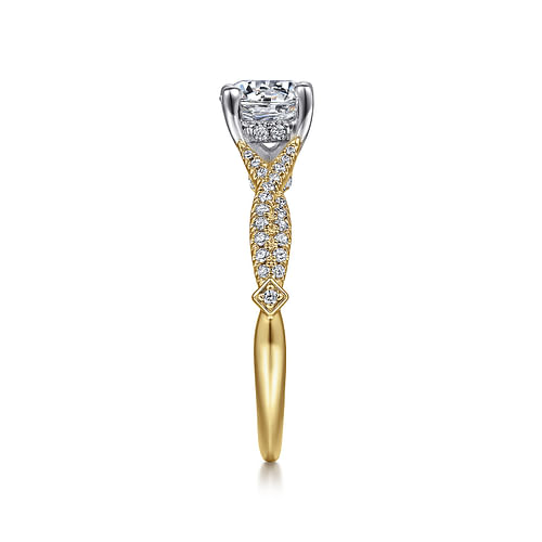 14K White-Yellow Gold Round Diamond Engagement Ring