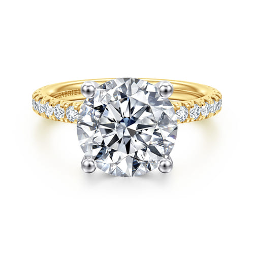 14K White-Yellow Gold Round Diamond Engagement Ring