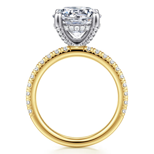 14K White-Yellow Gold Round Diamond Engagement Ring