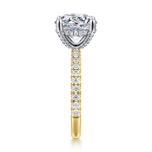 14K White-Yellow Gold Round Diamond Engagement Ring