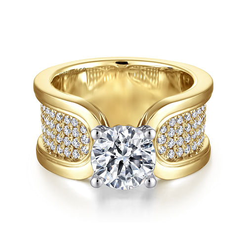 14K White-Yellow Gold Round Diamond Engagement Ring