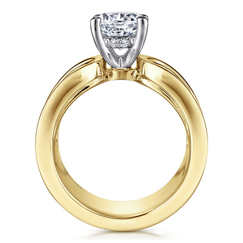 14K White-Yellow Gold Round Diamond Engagement Ring