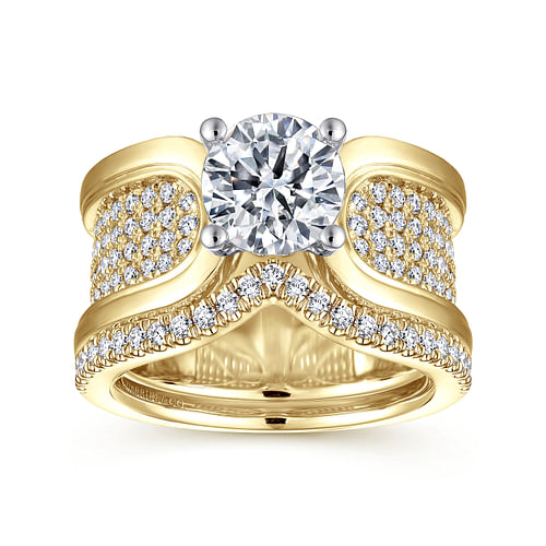 14K White-Yellow Gold Round Diamond Engagement Ring