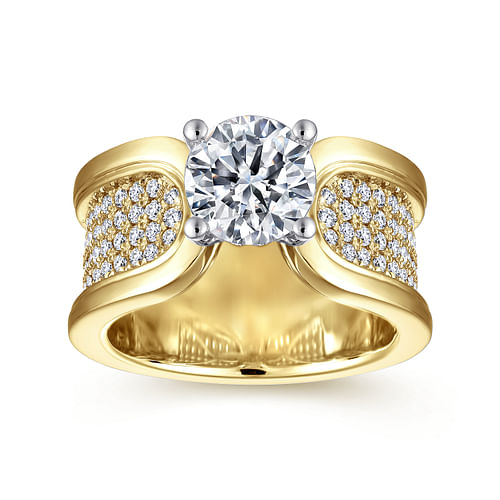 14K White-Yellow Gold Round Diamond Engagement Ring