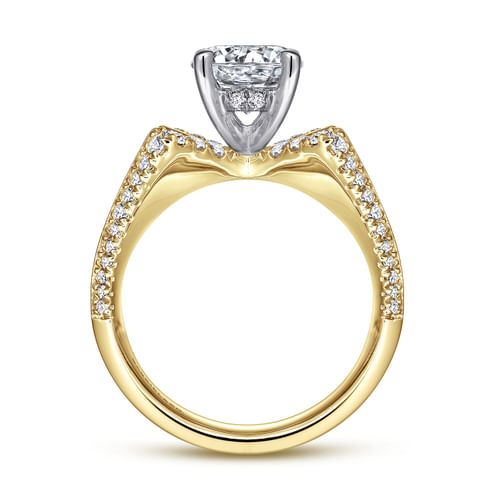 14K White-Yellow Gold Round Diamond Engagement Ring