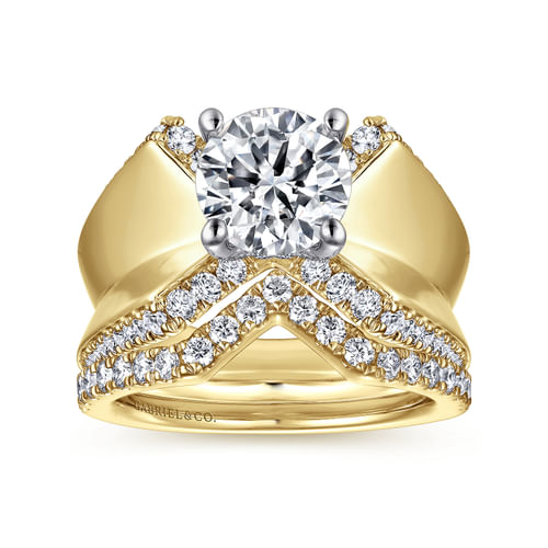 14K White-Yellow Gold Round Diamond Engagement Ring