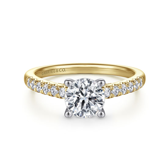 Gabriel - 14K White-Yellow Gold Round Diamond Engagement Ring