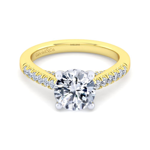 14K White-Yellow Gold Round Diamond Engagement Ring