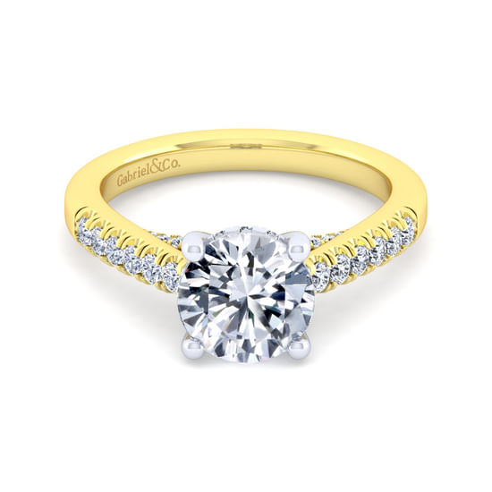 Gabriel - 14K White-Yellow Gold Round Diamond Engagement Ring