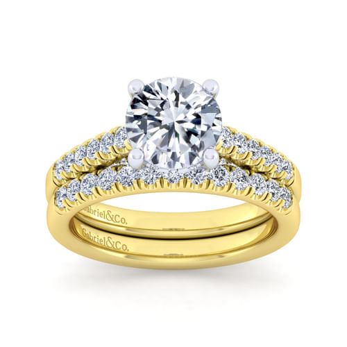 14K White-Yellow Gold Round Diamond Engagement Ring